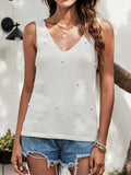 Solid Hairball Knitting V neck Sleeveless Vests Top