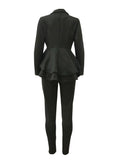 Posheme Layers Peplum Blazer Suits Two Piece High Waisted Work Long Jumpsuit