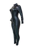 Posheme Pu Leather Rubber Latex One Piece Catsuit Clubwear Party Long Jumpsuit