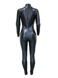 Posheme Pu Leather Rubber Latex One Piece Catsuit Clubwear Party Long Jumpsuit