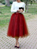 Posheme Grenadine High Waisted Fluffy Skater Adult Tutu Homecoming Skirt