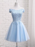 Posheme Lace Off Shoulder Tutu Homecoming Bridesmaid Graduation Party Prom Midi Dress