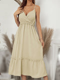 Solid color Plunging Neckline slip Dress