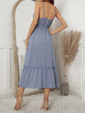 Solid color Plunging Neckline slip Dress