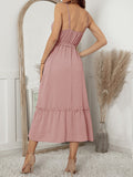 Solid color Plunging Neckline slip Dress