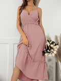 Solid color Plunging Neckline slip Dress