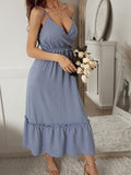 Solid color Plunging Neckline slip Dress