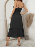 Solid color Plunging Neckline slip Dress