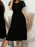 Lace-paneled elegant knitted Dress