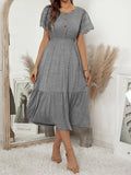 Lace-paneled elegant knitted Dress