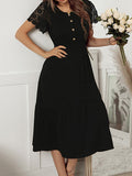 Lace-paneled elegant knitted Dress