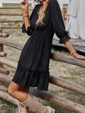 Solid Lace Panel Elegant Dress