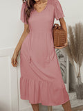 Solid Color Elegant A-Line Midi Dress