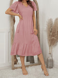 Solid Color Elegant A-Line Midi Dress