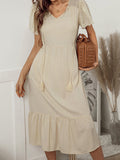 Solid Color Elegant A-Line Midi Dress