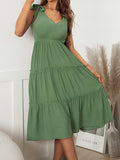 Green Sleeveless Elegant Midi Dress