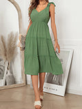 Green Sleeveless Elegant Midi Dress