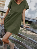 Solid Color Short Sleeve Casual Dress