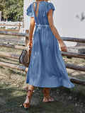 Solid color slit casual long Dress