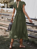 Solid color slit casual long Dress