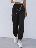 Black Chain Pocket Boyfriend Cargo Pants