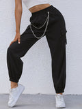 Black Chain Pocket Boyfriend Cargo Pants