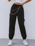 Black Chain Pocket Boyfriend Cargo Pants