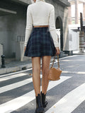 Women's Plaid Pleated High Waist Casual Skirt