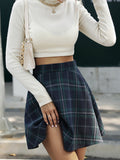 Women's Plaid Pleated High Waist Casual Skirt