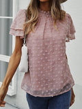 Solid Color Top O-Neck Casual Shirt