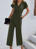 Solid Color Short Sleeve Casual Jumpsuit