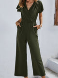 Solid Color Short Sleeve Casual Jumpsuit