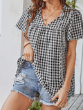 Short Sleeve Casual Top Plaid Shirt