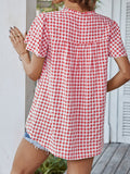 Short Sleeve Casual Top Plaid Shirt