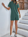 Solid color Shirt collar Casual Shorts jumpsuit