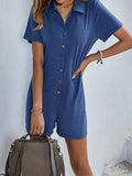 Solid color Shirt collar Casual Shorts jumpsuit