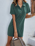 Solid color Shirt collar Casual Shorts jumpsuit