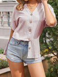 Short Sleeve Slit Loose Lapel Shirt