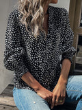 Leopard Floral Blouses V-neck Long Sleeve Shirt