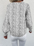 Leopard Floral Blouses V-neck Long Sleeve Shirt