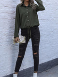 Solid color Blouses Long Sleeve Shirt