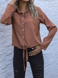 Solid color Blouses Long Sleeve Shirt