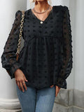 Mesh Top Jacquard V-Neck Shirt