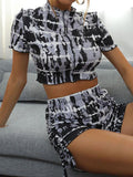 Tie-Dye Drawstring Elastic Waist Two-Piece Set