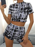 Tie-Dye Drawstring Elastic Waist Two-Piece Set