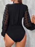 Mesh-paneled knitted bodysuit