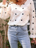 Long Sleeve Pullover Blouse Polka Dot Shirt