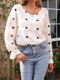 Long Sleeve Pullover Blouse Polka Dot Shirt