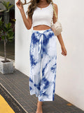 Tie-dye Belt Wide-leg Casual Loose Trousers