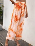 Tie-dye Belt Wide-leg Casual Loose Trousers